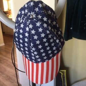 Baseball Type Cap Red White Blue Stars/Stripes Print Adjustable Pre-Owned